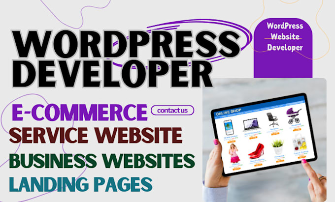 Gig Preview - Wordpress web development ecommerce business website, wordpress services website