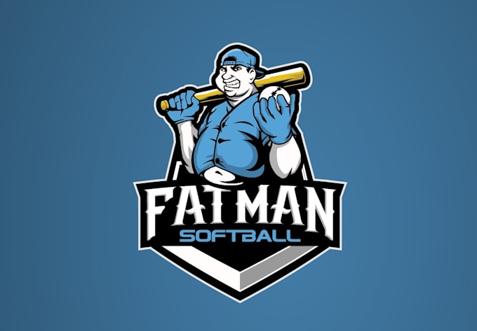 Gig Preview - Design fat man cartoon character softball logo