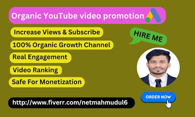 Gig Preview - Be fast organic youtube video promotion via google ads gain views and monetize