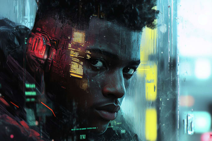 Gig Preview - Design stunning sci fi, cyberpunk, digital portrait