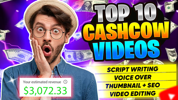 Gig Preview - Do youtube automation, top 10 cash cow, cashcow faceless channel, top 10 videos