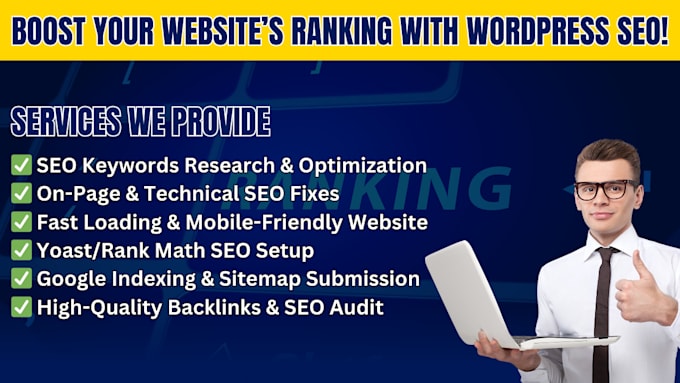 Gig Preview - Optimize wordpress SEO keywords for better rankings on google