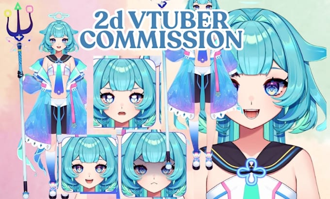 Gig Preview - Draw and rig pro anime vtuber model live2d model vtuber commission in anime art