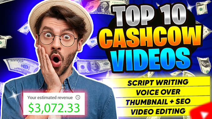 Gig Preview - Do top 10 cash cow videos, youtube automation, cash cow channel, top 10 videos