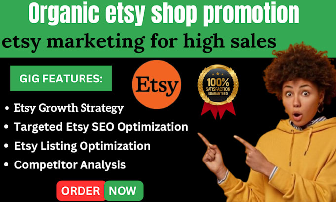 Gig Preview - Do organic etsy shop promotion, etsy marketing for high sales conversion