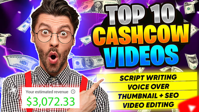 Gig Preview - Do youtube automation, top 10 videos, cash cow faceless channel, top 10 cash cow