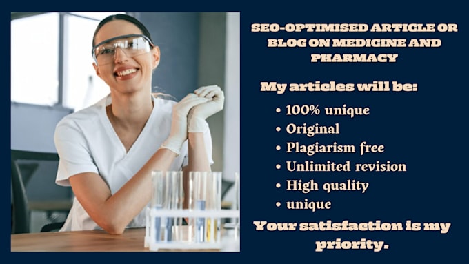 Gig Preview - Write an SEO optimized article or blog on medicine and pharmacy