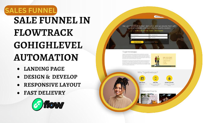 Gig Preview - Design salesfunnel landing page flowtrack gohighlevel  automation in flowtrack