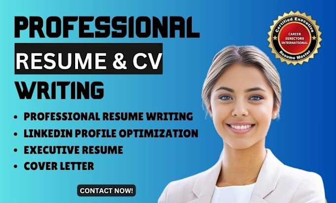 Gig Preview - Write professional ats resume executive CV cover letter optimize linkedin