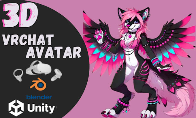 Bestseller - create custom vrchat avatar, 3d model furry vrc avi in unity