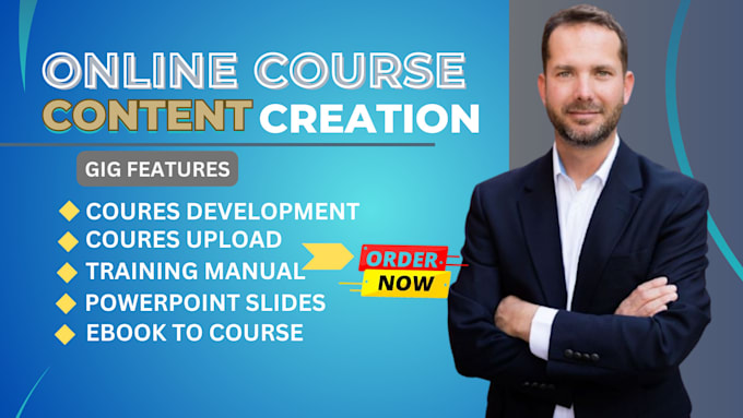 Gig Preview - Do online course creation training manual course content elearning course ppt