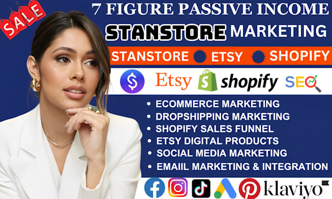 Gig Preview - Setup stan store digital product store shopify marketing, etsy shop promotion