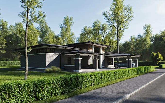 Gig Preview - Redesign 3d cottage house, landscape design, garden backyard,cgi blender renders