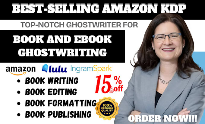 Gig Preview - Be ebook writer, ghost book writer, fiction, nonfiction ghostwriter, amazon kdp