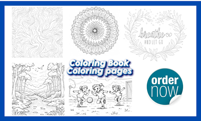 Gig Preview - Draw cute bold line art illustration for coloring page coloring book