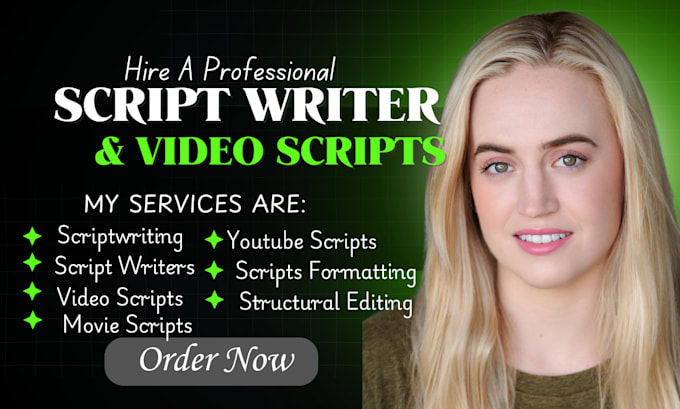 Gig Preview - Write youtube video scriptwriting vsl movie script documentaries article writing