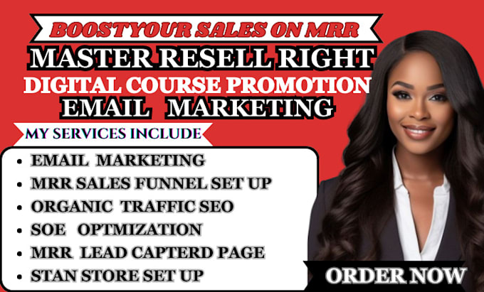 Gig Preview - Promote master resell rights course email marketing campaign salesfunnel ubc dwa