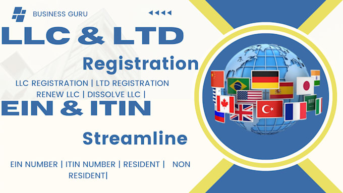 Bestseller - get your ein itin for llc ltd, US bank account renew dissolve llc USA trademark