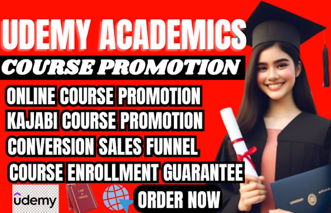 Gig Preview - Do udemy academics course promotion online course thinkific kajabi course SEO