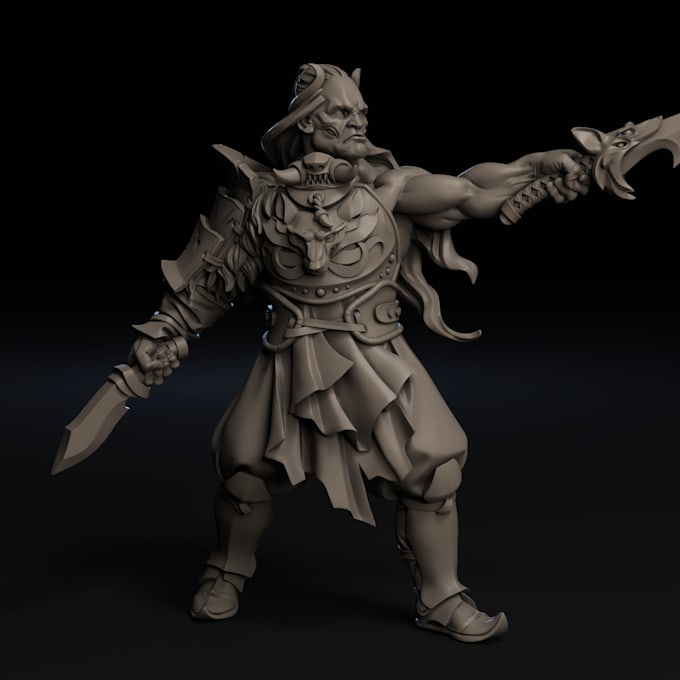 Gig Preview - Sculpt 3dmodel for print,vine trpg model,miniature figure,action posed miniature