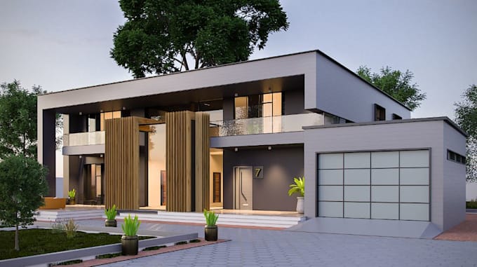 Gig Preview - Redesign 3d model villa,exterior facade, garden landscape,cgi render, interior