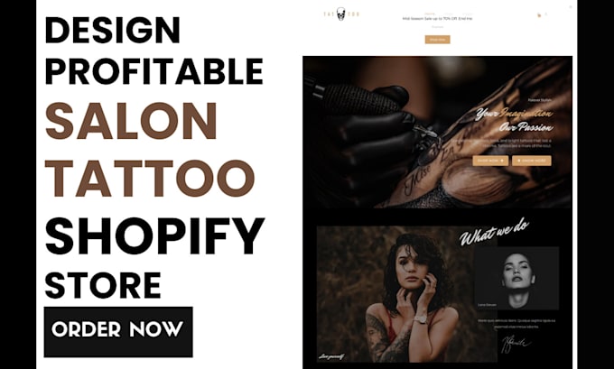 Gig Preview - Design profitable tattoo, salon, tattoo salon shopify store with crm marketing