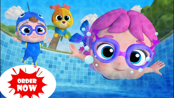 Gig Preview - Do lively 2d 3d baby shark kids animation nursery rhymes for kids learning video