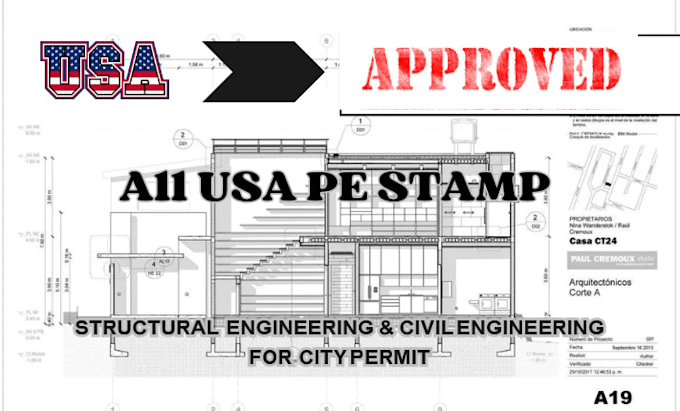 Gig Preview - Do structural design pe stamp, city permit for ca, tx, nj, ny, south carolina