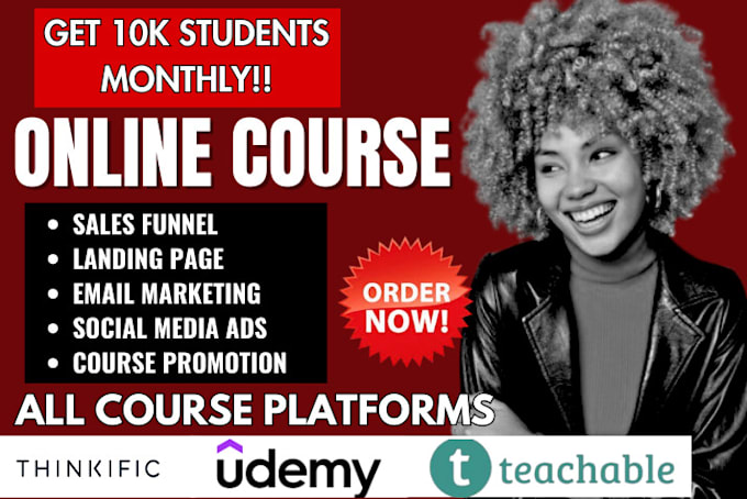 Gig Preview - Do online course udemy promotion, thinkific course udemy course sales funnel SEO