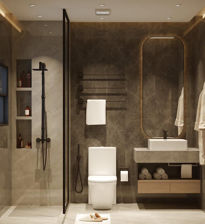 Gig Preview - Do interior design for bathroom rendering using 3ds max