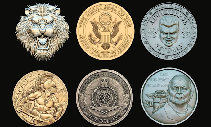 Gig Preview - Create 3d coin bas relief model medallion challenge coin for stl 3d printing