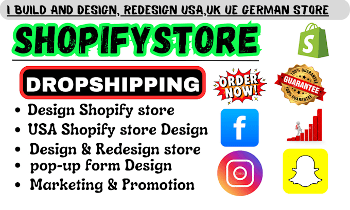 Gig Preview - Build USA shopify store, redesign german store, design shopify store for german