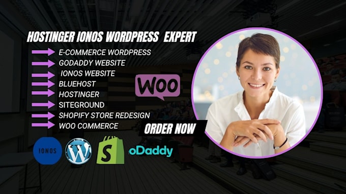 Gig Preview - Design ecommerce wordpress website on godaddy  bluehost wix hostinger lonos