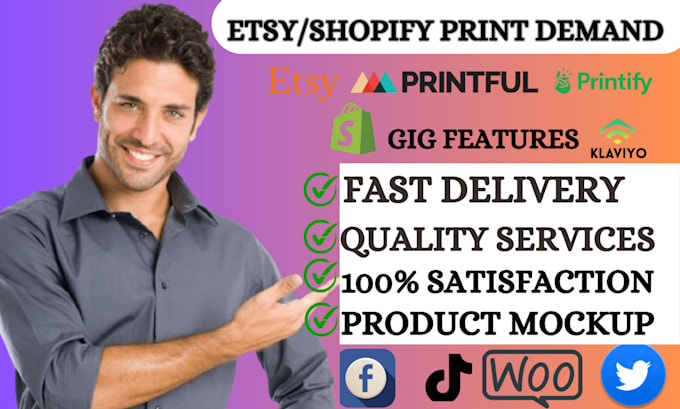 Gig Preview - Do etsy print on demand etsy digital product shopify pod klaviyo pod