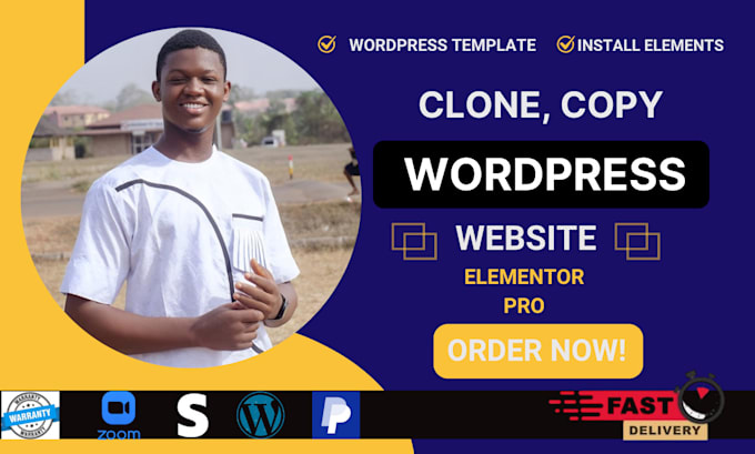 Gig Preview - Copy clone wordpress website premium wordpress template install elementor pro