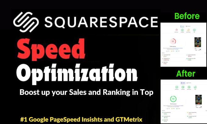 Gig Preview - Do your squarespace website speed optimization on google pagespeed and gtmetrix