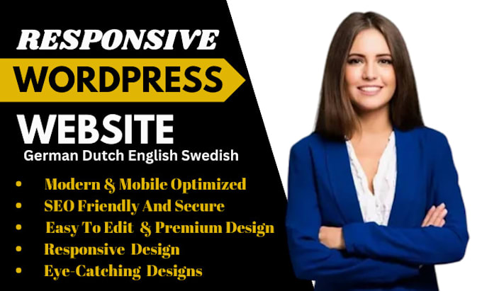 Gig Preview - Do web design redesign german dutch french swedish responsive wordpress website