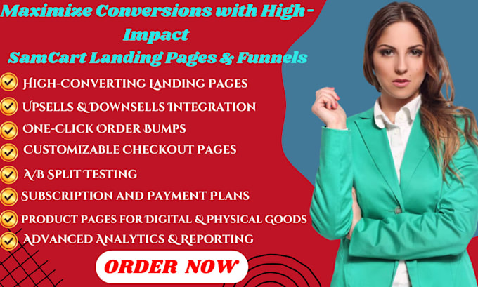 Gig Preview - Design a lead generating landing page and sales funnel with samcart