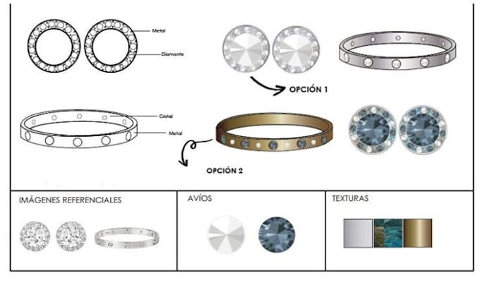 Gig Preview - Design jewelry tech pack jewelry sketch 2d jewelry collection