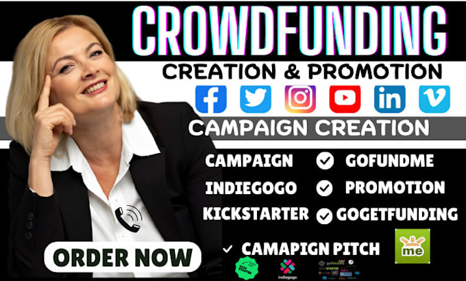 Gig Preview - Do crowdfunding campaign promotion gofundme promotion kicstarter indiegogo