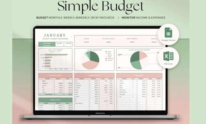 Gig Preview - Create spreadsheet template planner budget planner tracker excel spreadsheet