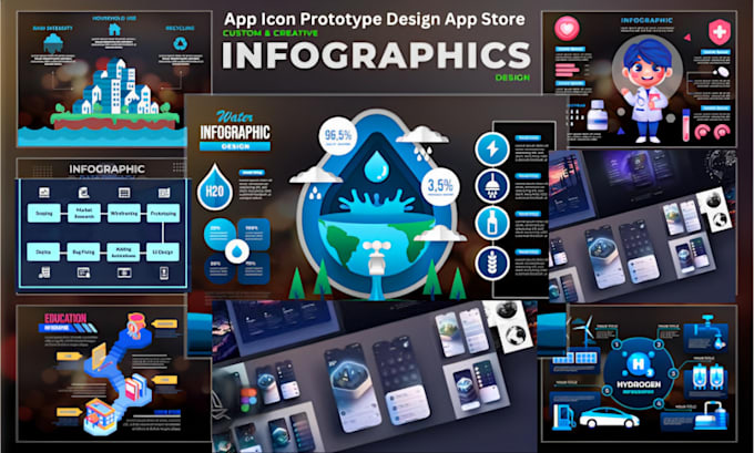 Gig Preview - Infographic flowchart color palette typography organogram app icon design store