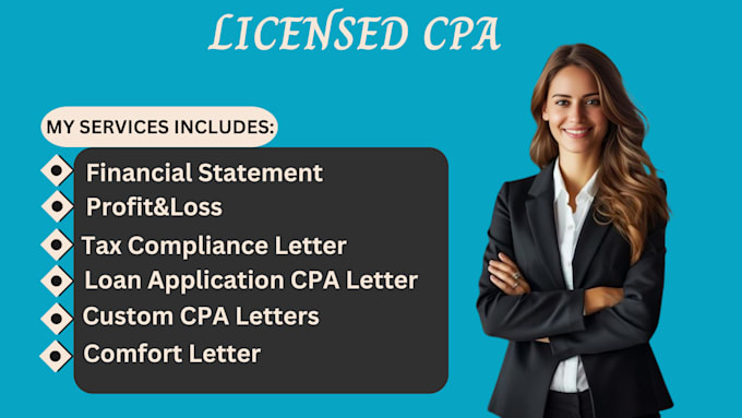 Gig Preview - Do cpa letter, comfort letter, income verification, financial statement