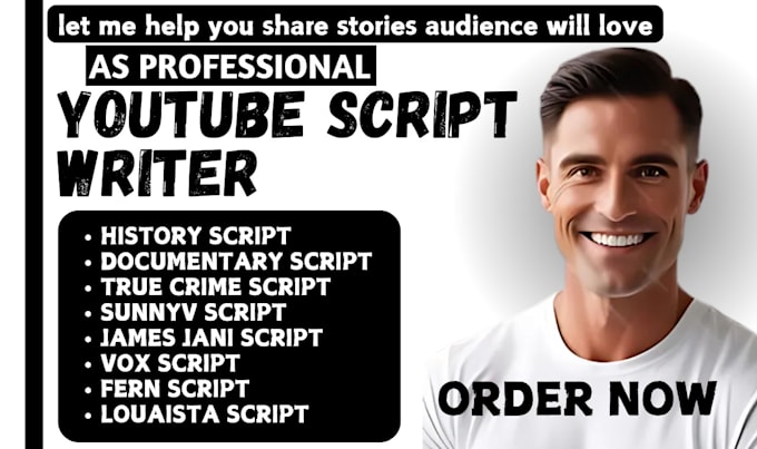 Bestseller - do engaging youtube script mma history true crime, documentary, explainer script