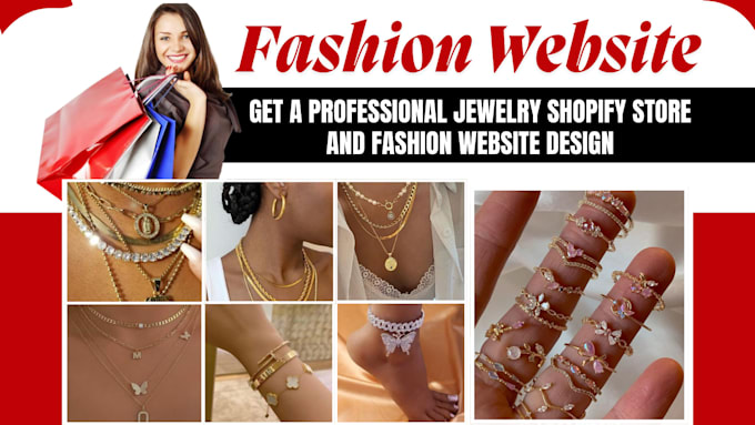 Gig Preview - Luxury jewelry shopify store jewelry website necklace ring store fashion website