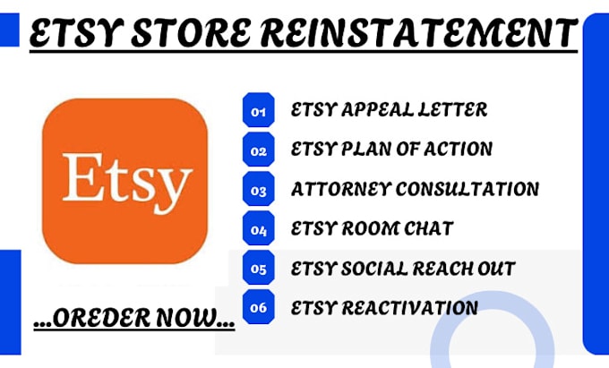 Gig Preview - Reinstate suspended etsy account, attorney consultation for reinstatement, poa