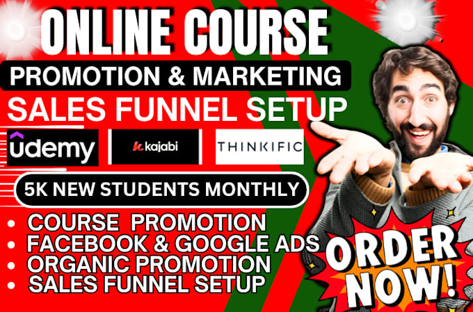 Gig Preview - Online course promotion for academics sales udemy thinkific kajabi sales funnel