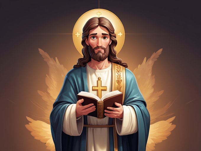 Gig Preview - Design cartoon character holy saint christian bible figure illustration