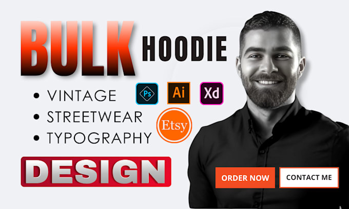 Bestseller - do bulk hoodie designs streetwear, vintage, t shirt, typography for etsy