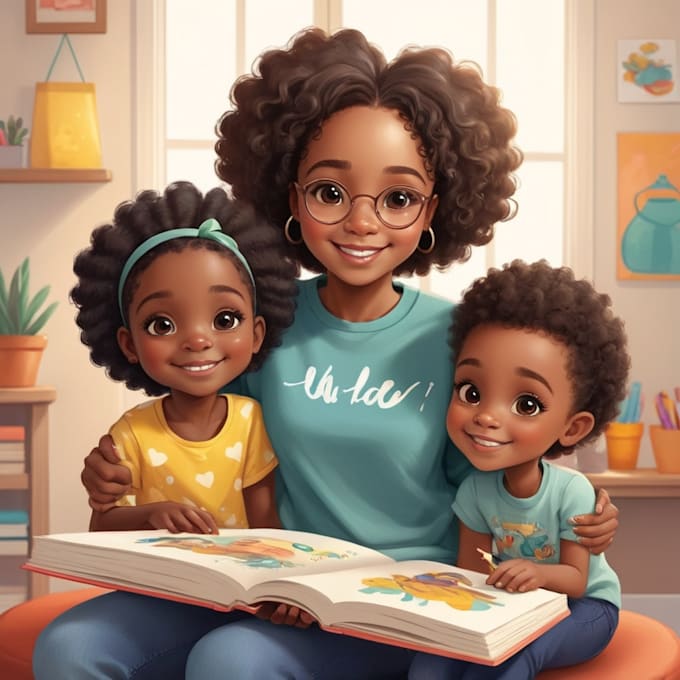 Gig Preview - Draw cute african american children book